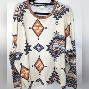 Spice Rose Aztec Pattern Boxy Cut Size L